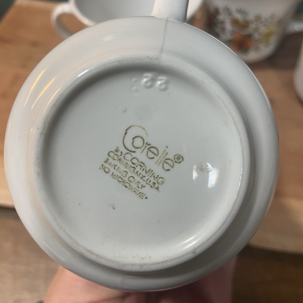 4 Vtg 1970 Corelle Corning Ware "Indian Summer"Coffee Cups Orange Yellow & Green - Picture 5 of 7